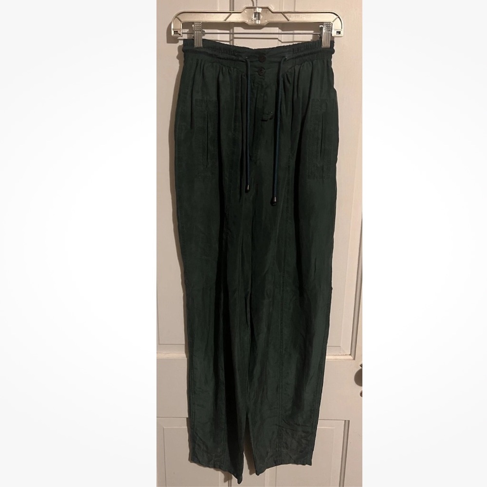 Vintage SANDWASH SILK by BIANCA pants Forest Green Loose Straight Leg XS-M